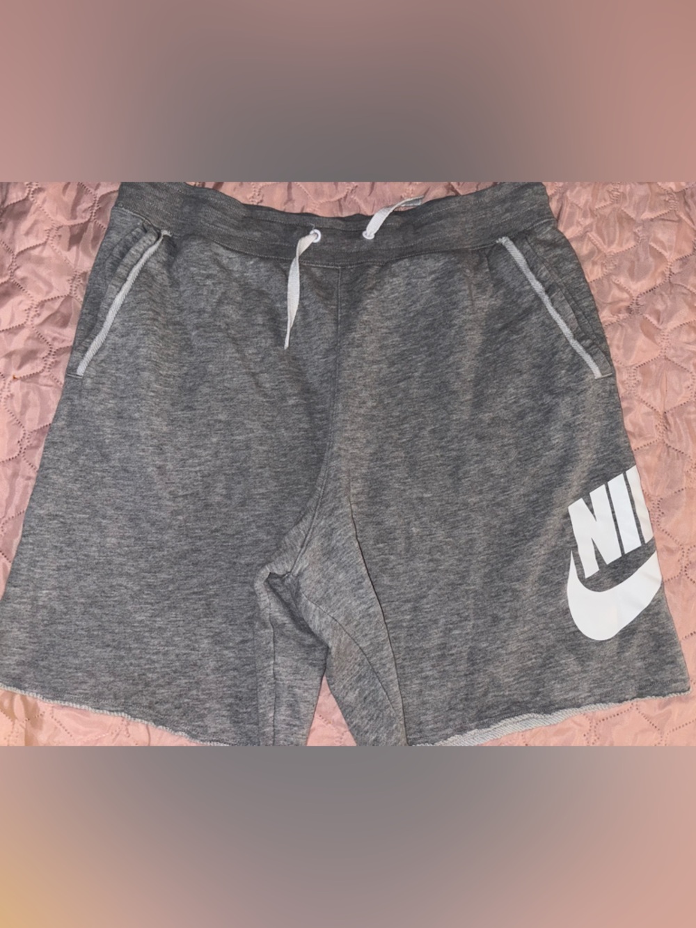 Nike Gray Heather Athletic Shorts with White Swoosh